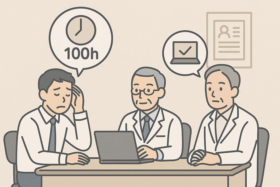 医師の健康確保と面接指導を表すイメージイラスト